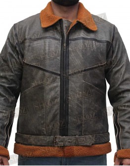 Ralph G1 Lauren Shearling Distressed Bomber Leather Jacket